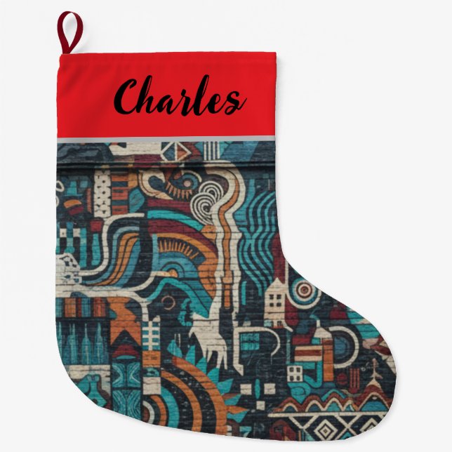 Calcetín Navideño Grande Urban Soul Patterns Christmas Stocking (Anverso)