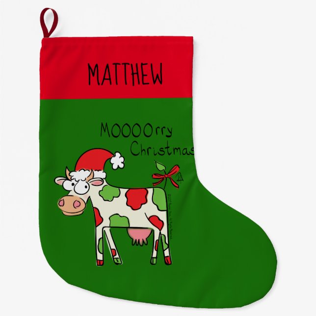 Calcetín Navideño Grande Vacaciones de curiosos Navidades Personalizados va (Anverso)
