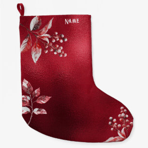 Calcetín Navideño Grande Vacaciones de Navidades de nevadas de hojas rojas 