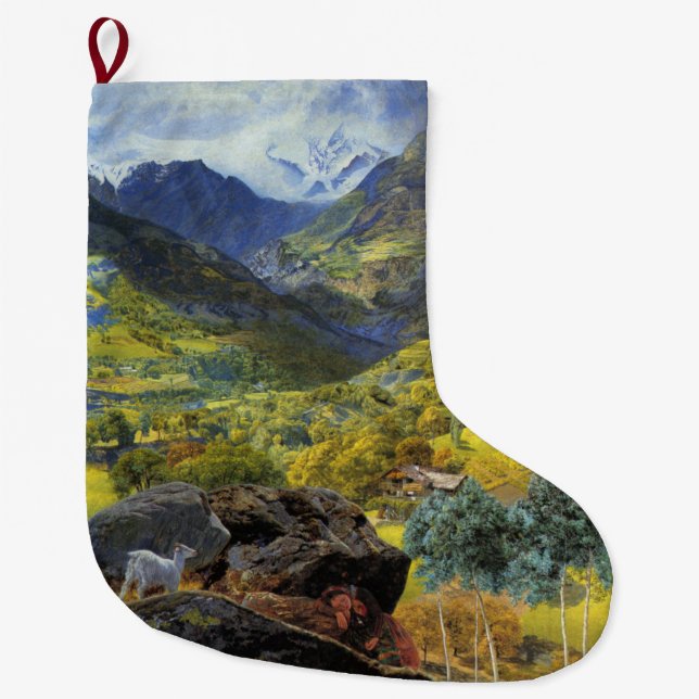 Calcetín Navideño Grande Val d'Aosta (majestuoso paisaje alpino italiano) (Anverso)