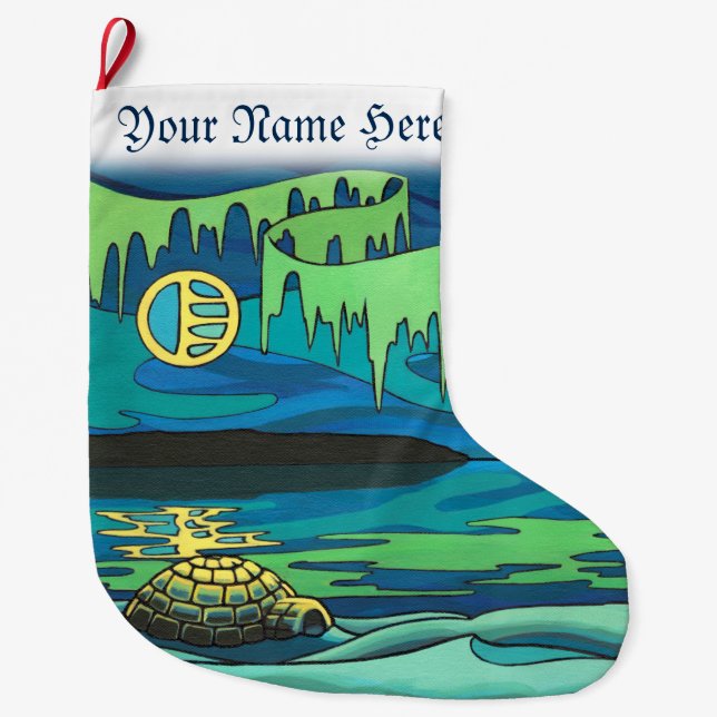 Calcetín Navideño Grande Valores de Navidades de invierno: acciones persona (Anverso)