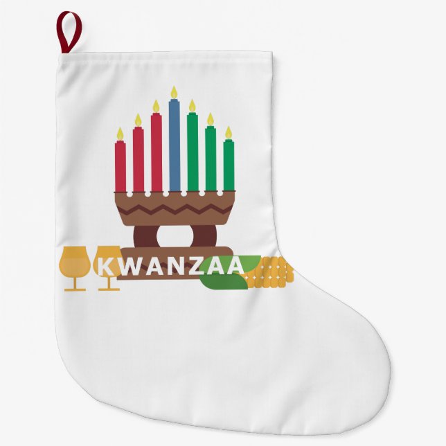 Calcetín Navideño Grande velas alegres de kwanzaa (Anverso)