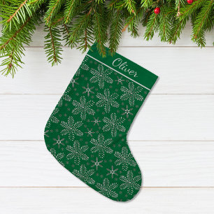 Calcetín Navideño Grande Verde y plata personalizado