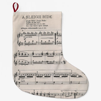 Calcetín Navideño Grande Versión de Sleigh Ride Vintage de Jingle Bells Mus