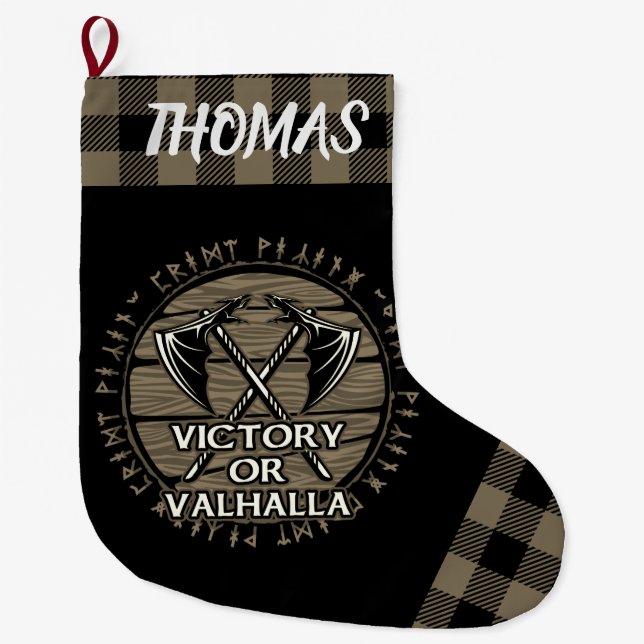 Calcetín Navideño Grande Victoria personalizada o Valhalla Tan Black (Anverso)