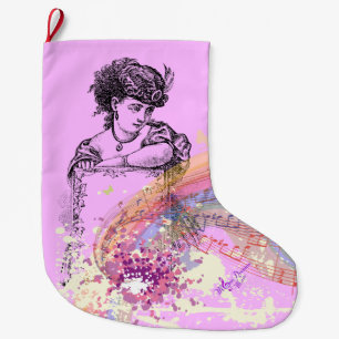 Calcetín Navideño Grande Victoriana Lady Pink ColorSplash Navidades aletean