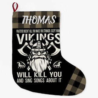 Calcetín Navideño Grande Vikings Personalizados Te Matará Y Cantará Cancion