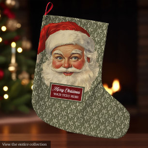 Calcetín Navideño Grande Vintage Navidades de Santa Claus se paran a la per