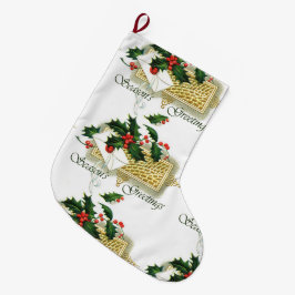 Calcetín Navideño Grande Vintage Seasons Greetings Navidades