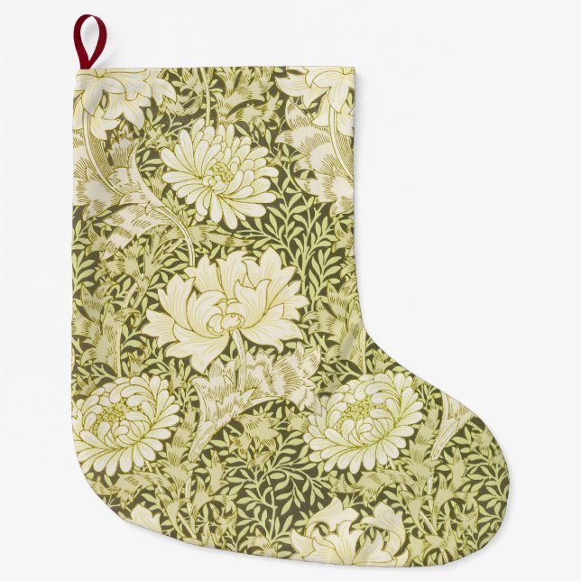 Calcetín Navideño Grande Vintage William Morris Chrysanthemum Pattern (Anverso)