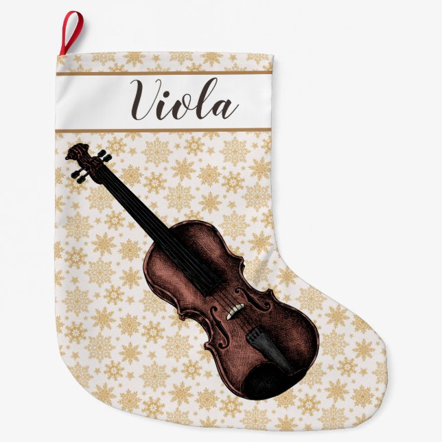 Calcetín Navideño Grande Violín y copos de nieve (Anverso)