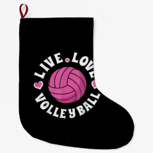 Calcetín Navideño Grande Vive Ama Voleibol Para Mujeres Chicas Voleibol Fa