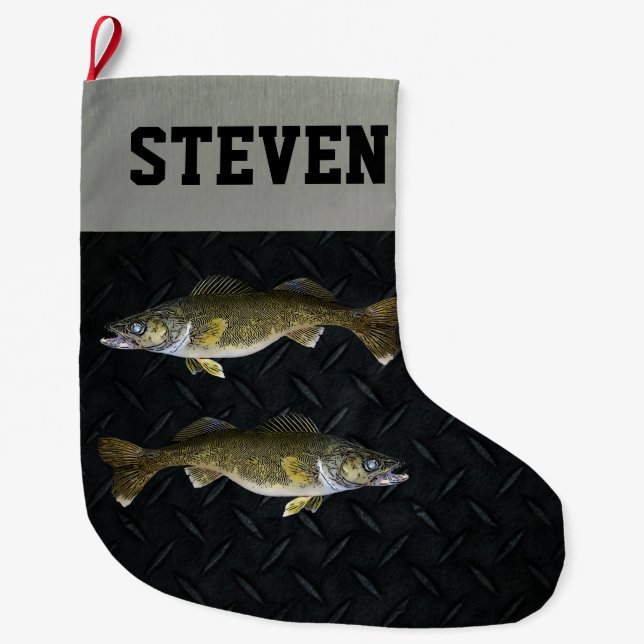 Calcetín Navideño Grande Walleye Fishing Guay Sports Pickerel  (Anverso)