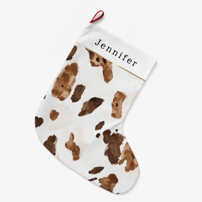 Calcetín Navideño Grande Warm Creamy White & Chocolate Candy Christmas (Frente (Colgado))