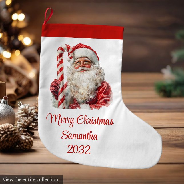 Calcetín Navideño Grande Warmish Santa Claus Trendy Modern Holiday Stocking (Warmish Santa Claus Trendy Modern Holiday Stocking)