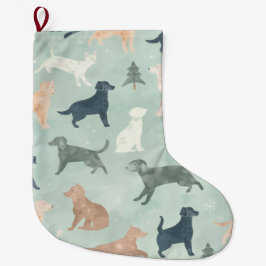 Calcetín Navideño Grande Watercolor Pet Silhouette Christmas Stocking
