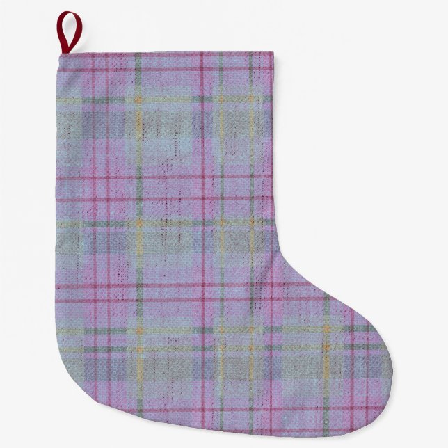 Calcetín Navideño Grande  Weathered Lavender Plaid  (Anverso)