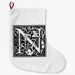 Calcetín Navideño Grande William Morris Alphabet "N"