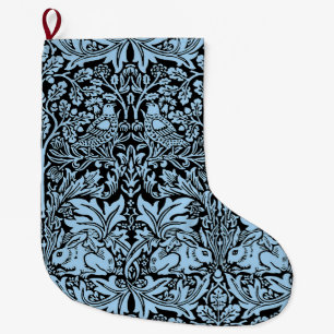 Calcetín Navideño Grande William Morris Hermano Conejo Azul Claro Negro