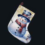Calcetín Navideño Grande Winter Forest Snowman | Dorado<br><div class="desc">Añada un toque festivo a su manto de chimenea esta temporada navideña con un Navidad de muñecos de nieve Gold Winter Forest. El diseño de Stocking design incluye un lindo muñeco de nieve con un bonito sombrero superior y una bufanda parados en una escena del bosque invernal con caída de...</div>