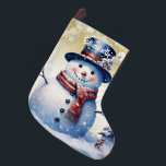 Calcetín Navideño Grande Winter Forest Snowman | Dorado<br><div class="desc">Añada un toque festivo a su manto de chimenea esta temporada navideña con un Navidad de muñecos de nieve Gold Winter Forest. El diseño de Stocking design incluye un lindo muñeco de nieve con un bonito sombrero superior y una bufanda parados en una escena del bosque invernal con caída de...</div>