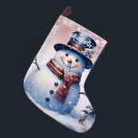 Calcetín Navideño Grande Winter Forest Snowman | Rosa<br><div class="desc">Añada un toque festivo a su manto de chimenea esta temporada navideña con un Navidad de Snowman de la Selva de Invierno Rosado. El diseño de Stocking design incluye un lindo muñeco de nieve con un bonito sombrero superior y una bufanda parados en una escena del bosque invernal con caída...</div>