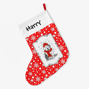 Calcetín Navideño Grande Winter (rojo) Viejo perro pastor inglés gris 1 fer