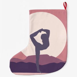 Calcetín Navideño Grande Yoga en púrpura