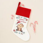 Calcetín Navideño Monkey Christmas Snow Winter Animals Monkeys Chris<br><div class="desc">The monkey for Christmas with fairy lights. Funny animals with gifts and snow for the holidays. Also funny for christmas in July. Monkeys are cute animals and perfect for Christmas.</div>