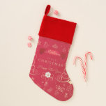 Calcetín Navideño Monograma Feliz Navidad y Feliz Año Nuevo!<br><div class="desc">Navidades en monogramas haciendo un alto - ¡Feliz Navidad y Feliz Año Nuevo 2023! XMAS Grandes Navidades Decorados con Navidades símbolos mágicos, patrón de elementos de regalos de feriado de invierno, muñeco de nieve, árbol de navidad, bola de navidades, reno, copos de nieve, estrellas de navidades y personajes más festivos....</div>