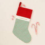 Calcetín Navideño Nombre de la bandeja verde simple personalizada<br><div class="desc">Navidades de nombres sencillos y completos con placa verde personalizada</div>