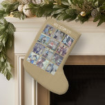 Calcetín Navideño Pequeño 12 Collage de fotos con fondo dorado<br><div class="desc">Añade tus fotos favoritas a esta plantilla divertida. Puedes usar fotos de Instagram o cualquier foto para esta cuadrícula.</div>