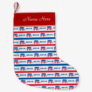 Calcetín Navideño Pequeño 2016 rayas republicanas patrióticas del elefante