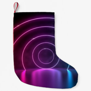 Calcetín Navideño Pequeño 3d anillo de líneas de brillo del portal de círcul