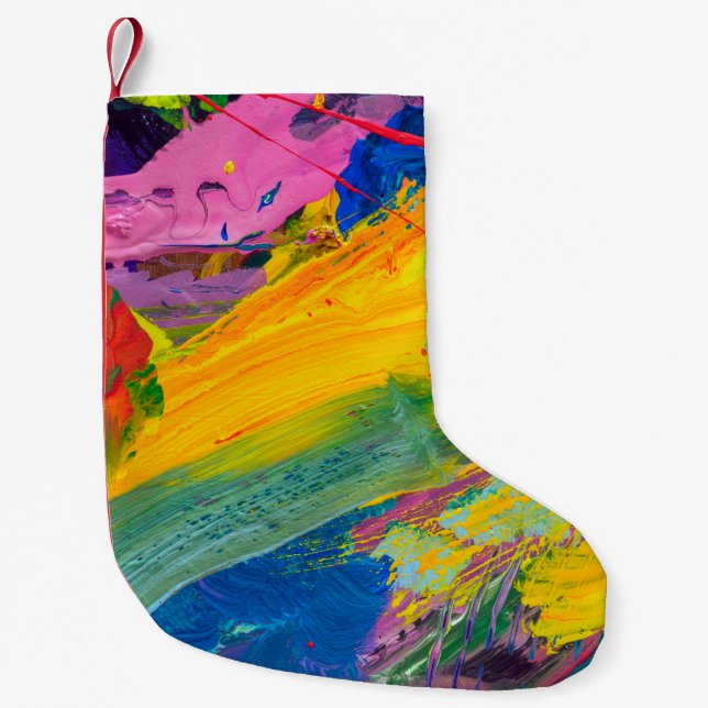 Calcetín Navideño Pequeño Abstract art background. Hand-painted background.  (Anverso)