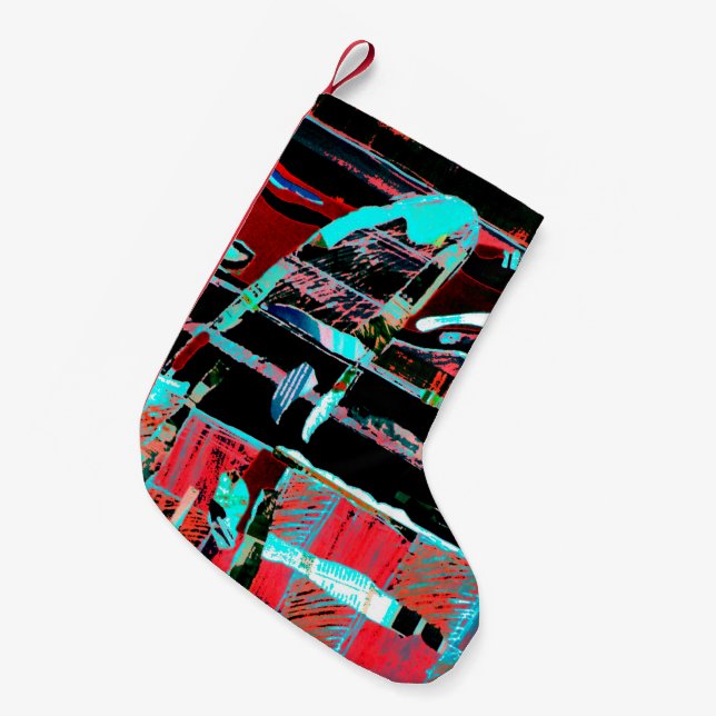 Calcetín Navideño Pequeño Abstract Freedom – Custom Christmas Stocking (Frente (Colgado))