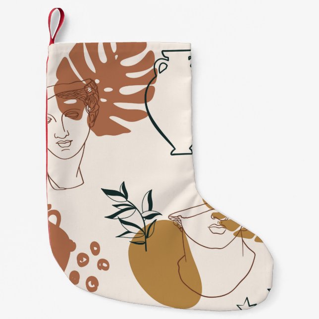 Calcetín Navideño Pequeño Abstract seamless pattern of Greek sculpture head  (Anverso)