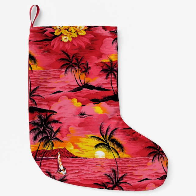 Calcetín Navideño Pequeño Abstracto Acuarela: Diseño de impresión creativa. (Anverso)