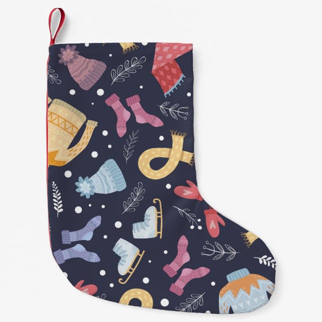 Calcetín Navideño Pequeño Acogedora cosecha de invierno de punto inmaculado (Anverso)