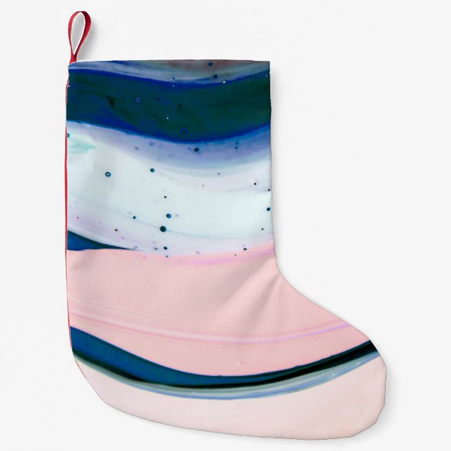 Calcetín Navideño Pequeño acrílico, pintura, abstracto. Cierre de la pintura (Anverso)