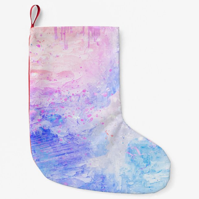 Calcetín Navideño Pequeño acuarela abstracta de arte de fondo (Anverso)