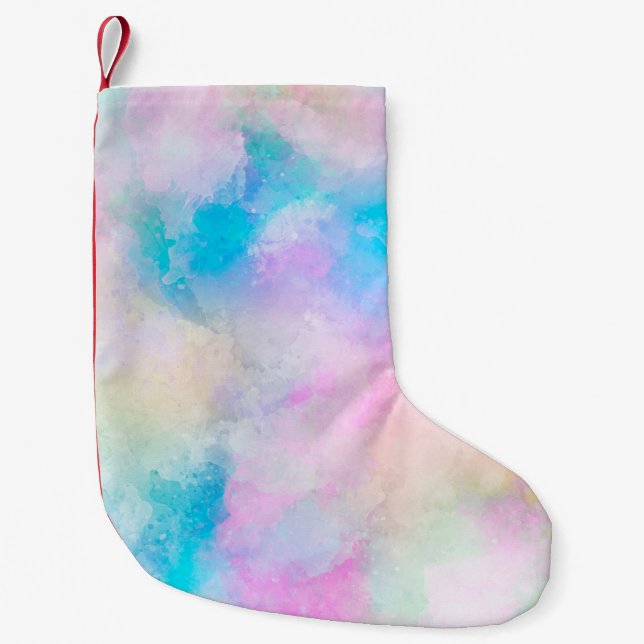 Calcetín Navideño Pequeño acuarela abstracta de arte de fondo (Anverso)