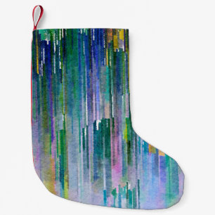 Calcetín Navideño Pequeño acuarela abstracta, fondo de pintura al óleo.