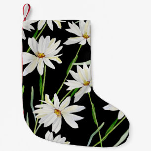 Calcetín Navideño Pequeño Acuarela Chamomile: Impresión botánica