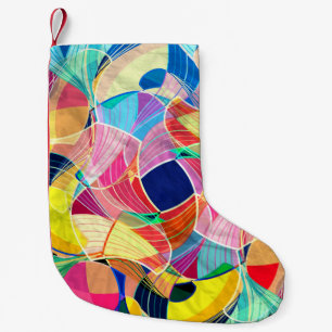 Calcetín Navideño Pequeño acuarela colorida abstracta, fondo fantástico