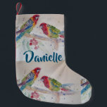 Calcetín Navideño Pequeño Acuarela de loro rosella australiana Stocking<br><div class="desc">Acuarela de loro Rosella australiana Navidades de nombres personalizados surfeando. Un diseño floral glorioso. Diseñado a partir de mis pinturas acuáticas originales,  que pinté desde mi propio jardín de flores.</div>