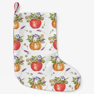 Calcetín Navideño Pequeño Acuarela De Otoño, Composición Sin Marea.