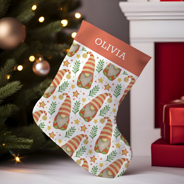 Calcetín Navideño Pequeño Acuarela Escandinavo Gnome Navidad Cute (Subido por el creador)