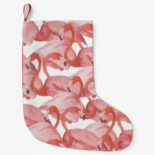 Calcetín Navideño Pequeño Acuarela Flamingo: Patrón sin foco