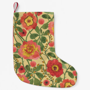 Calcetín Navideño Pequeño Acuarela floral retro: elegancia inmadura